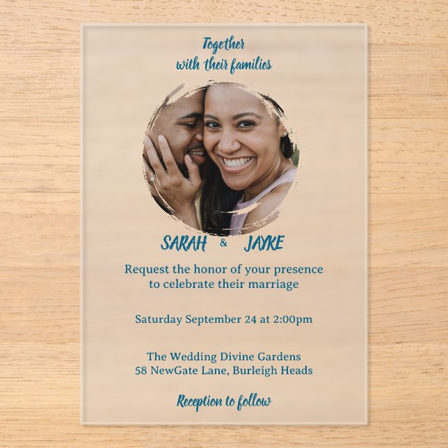 Elegant Minimalist Acrylic Wedding Invitations Acryleinladungen (Vorderseite)