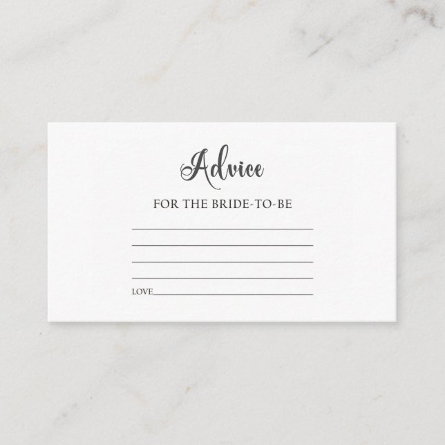 Elegant Minimalist Advice for the Bride-to-Be Begleitkarte (Vorderseite)