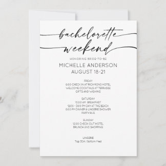 Elegant Minimalist Bachelorette Weekend Itinerary Einladung
