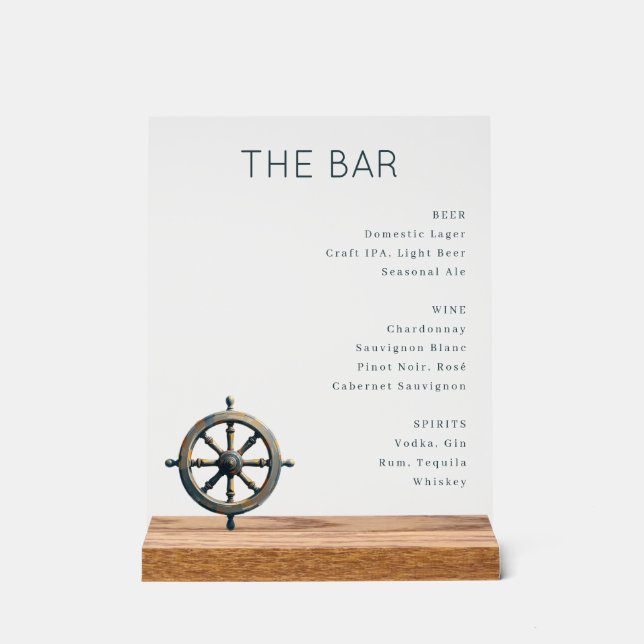 Elegant Minimalist Bar Menu Sign Acrylschild (Vorderseite)