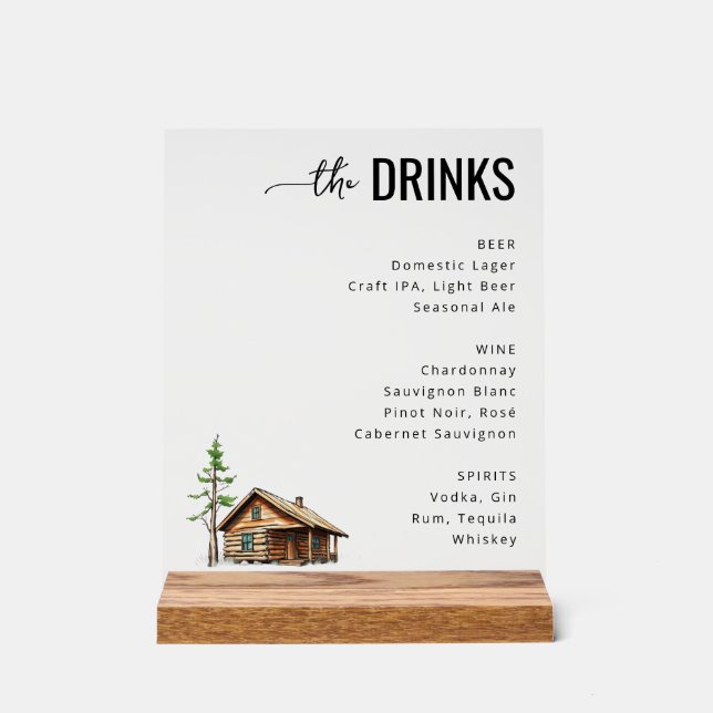 Elegant Minimalist Beverage Menu Acrylschild (Vorderseite)