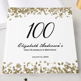 Elegant Minimalist Black and Gold 100th Birthday Gästebuch