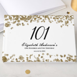 Elegant Minimalist Black and Gold 101st Birthday Gästebuch