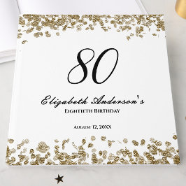 Elegant Minimalist Black and Gold 80th Birthday Gästebuch