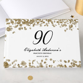 Elegant Minimalist Black and Gold 90th Birthday Gästebuch