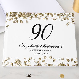 Elegant Minimalist Black and Gold 90th Birthday Gästebuch