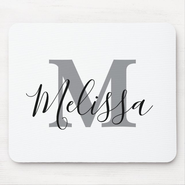 Elegant Minimalist Black and White Chic Custom Mousepad (Vorne)