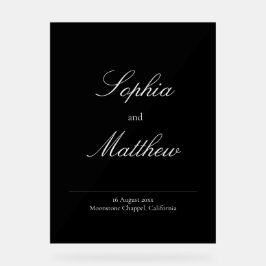 Elegant Minimalist Black Wedding Welcome Acrylschild