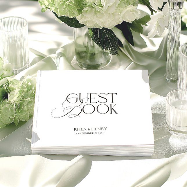 Elegant Minimalist Black & White Wedding  Gästebuch (Elegant Minimalist Black & White Wedding Guest Book)