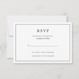 Elegant Minimalist Border Black and White Wedding RSVP Karte