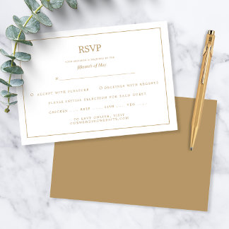 Elegant Minimalist Border Gold Wedding RSVP Karte
