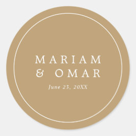 Elegant Minimalist Border Gold Wedding Runder Aufkleber