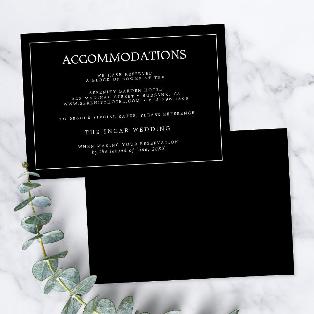 Elegant Minimalist Border Wedding Accommodations Begleitkarte (Von Creator hochgeladen)