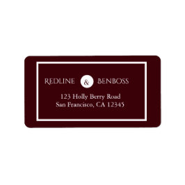 Elegant Minimalist Burgundy  Adressaufkleber