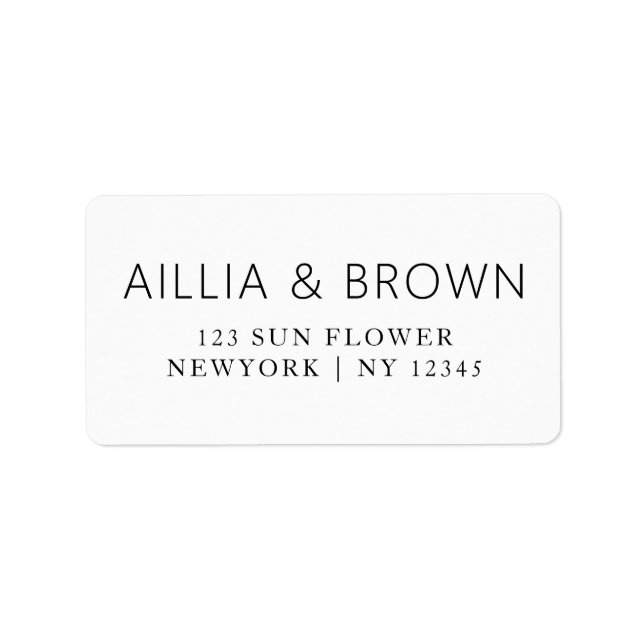 Elegant Minimalist Chic Wedding Address Adressaufkleber (Vorne)