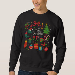 Elegant Minimalist Christmas Doodles Hand-Drawn Sweatshirt