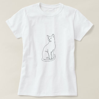 Elegant Minimalist Continuous Line Cat Art Women's T-Shirt