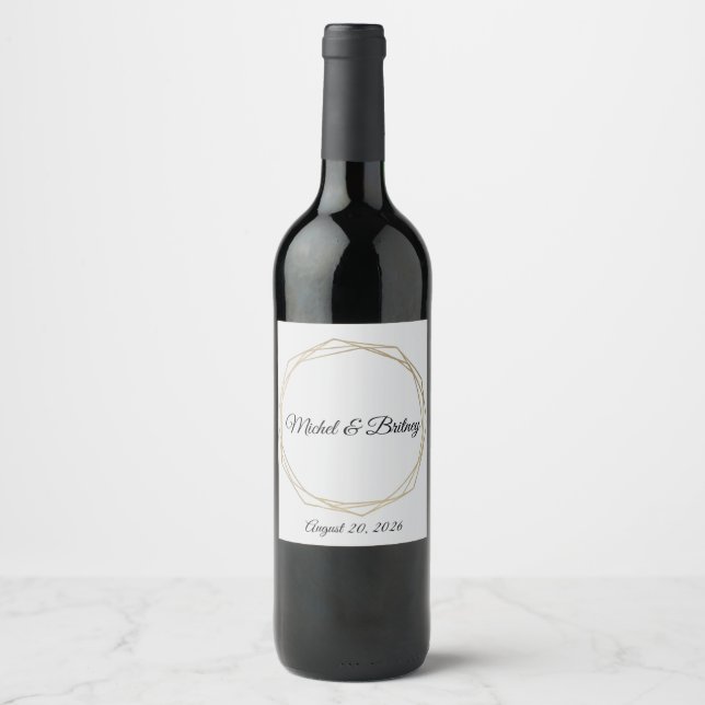 Elegant Minimalist Cream Wedding Wine Label Weinetikett (Vorderseite)