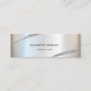 Elegant Minimalist, einfache silberne Glitterlinie Mini Visitenkarte
