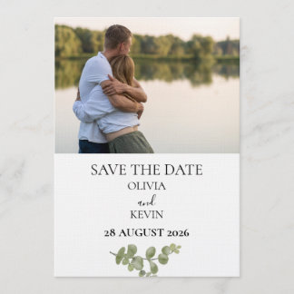 Elegant Minimalist Eucalyptus Save the Date Einladung
