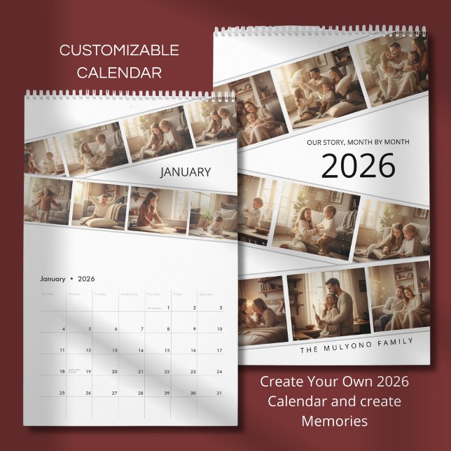 Elegant Minimalist Family Photo Calendar 2026  Kalender (Von Creator hochgeladen)