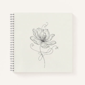 Elegant Minimalist Floral Line Art - Spiral Notebo Notizbuch