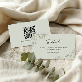 Elegant Minimalist Floral Wedding QR Code Details Begleitkarte