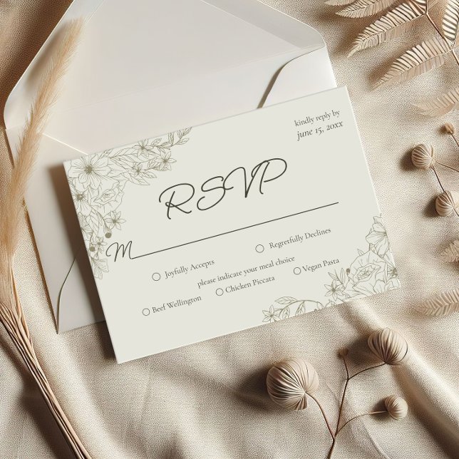 Elegant Minimalist Floral Wedding RSVP Card Karte (Von Creator hochgeladen)