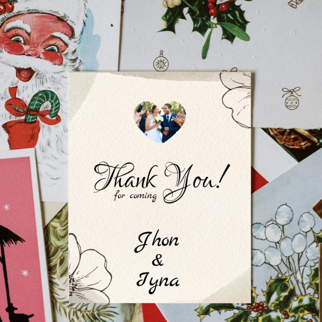 Elegant Minimalist Flower With Photo Dankeskarte (Von Creator hochgeladen)