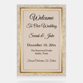 Elegant Minimalist Gold Frame & Floral Acrylschild