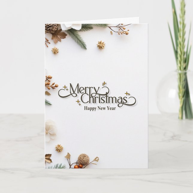 Elegant Minimalist Gold 'Merry Christmas' Holiday  Karte (Vorderseite)