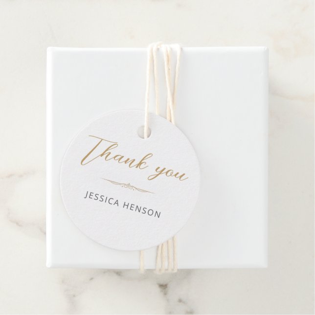 Elegant Minimalist Gold Script Birthday Thank you Geschenkanhänger (Beispiel)