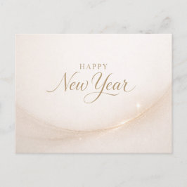 Elegant Minimalist Gold Script Happy New Year Feiertagspostkarte