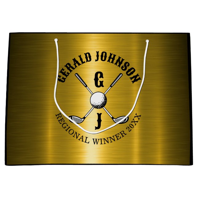 Elegant Minimalist Golf Monogram Design Large Gift Große Geschenktüte (Vorderseite)