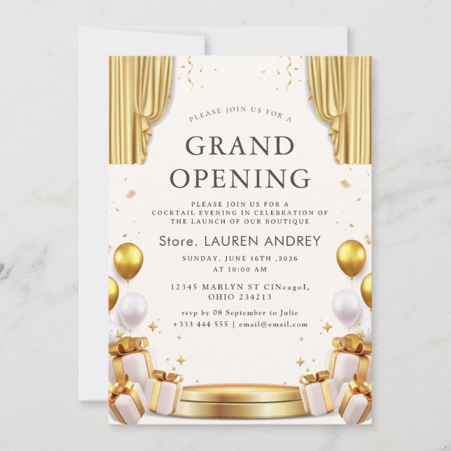 Elegant Minimalist Grand Opening Invitation Einladung (Vorderseite)