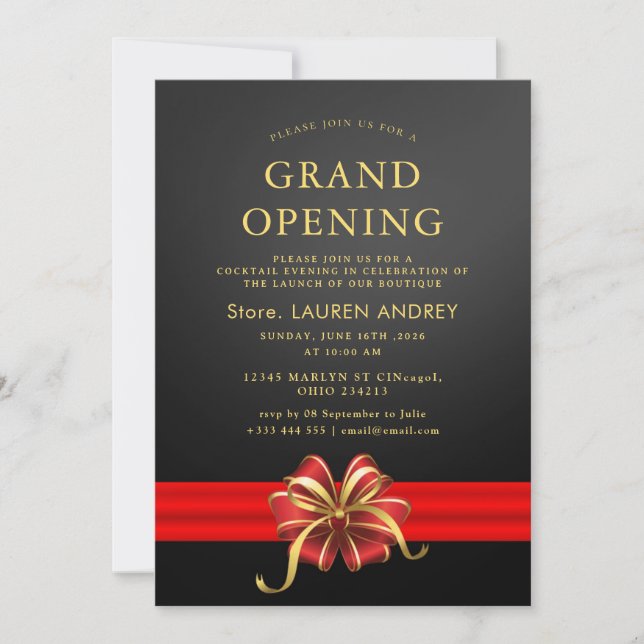 Elegant Minimalist Grand Opening Invitation Einladung (Vorderseite)