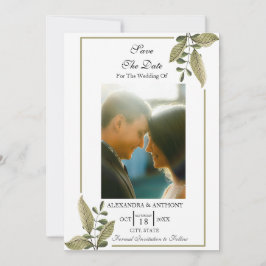 Elegant Minimalist Greenery Save The Date