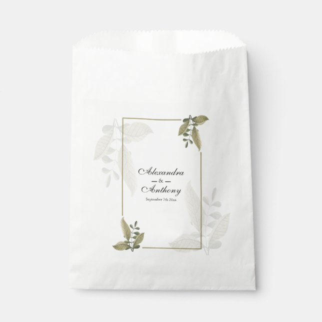 Elegant Minimalist Greenery Wedding Geschenktütchen (Vorderseite)
