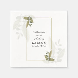 Elegant Minimalist Greenery Wedding Napkins Serviette