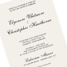 Elegant Minimalist Ivory Calligraphy Wedding Einladung