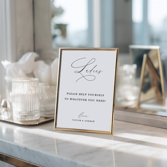 Elegant Minimalist Ladies Bathroom Basket Sign Einladung (Elegant Minimalist Ladies Bathroom Basket Sign)