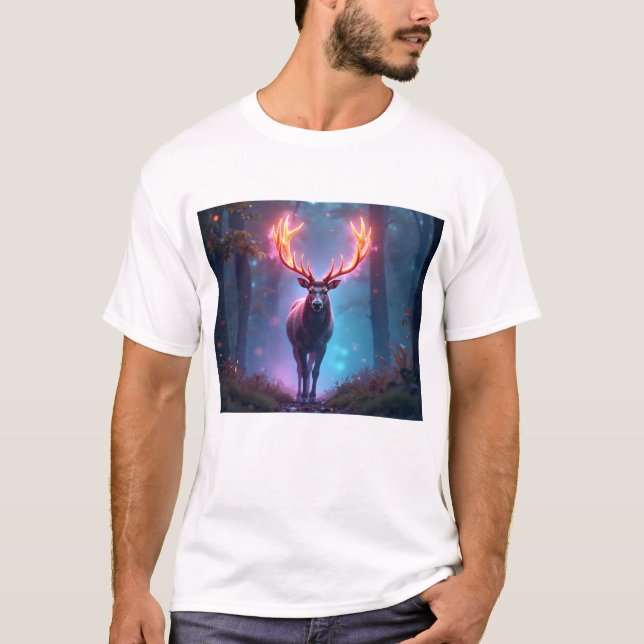 Elegant Minimalist Line Art Deer T-Shirt (Vorderseite)
