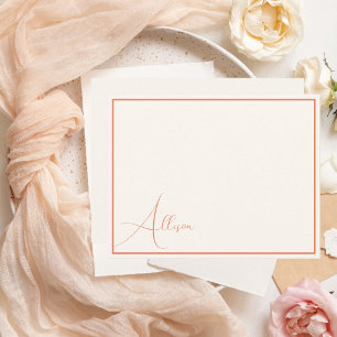 Elegant minimalist modern chic Elfenbein Pfirsich  Mitteilungskarte
