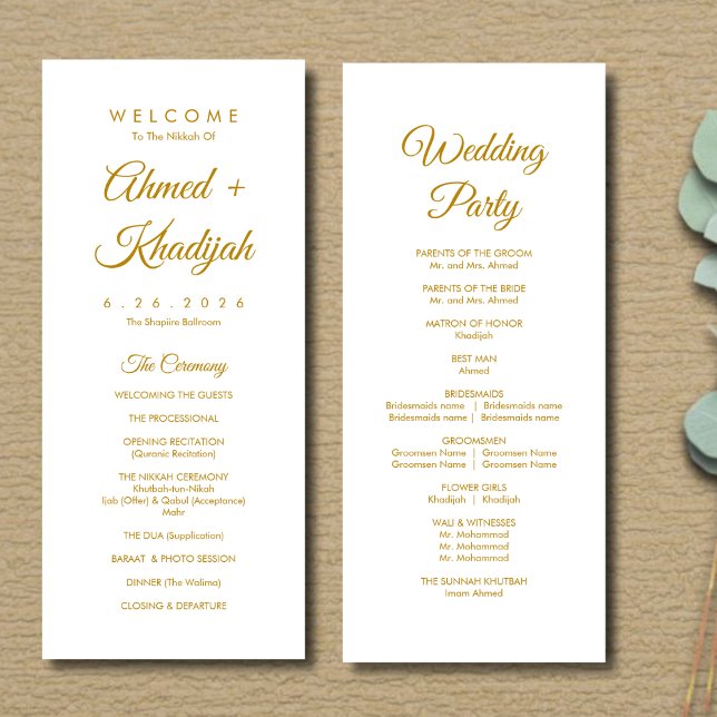 Elegant Minimalist Modern Islamic Wedding Program Programm (Von Creator hochgeladen)
