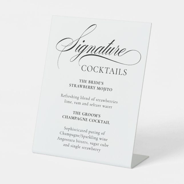 Elegant Minimalist modern Signature Cocktails sign Sockelschild (Vorderseite)