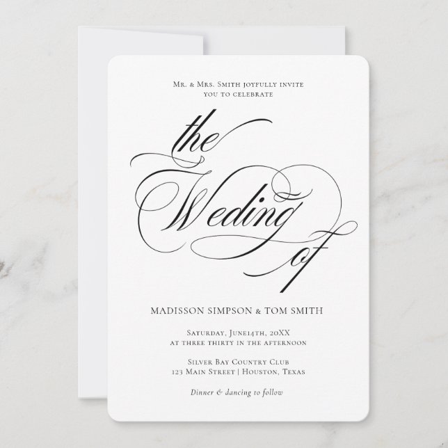 Elegant Minimalist modern Wedding Einladung (Vorderseite)