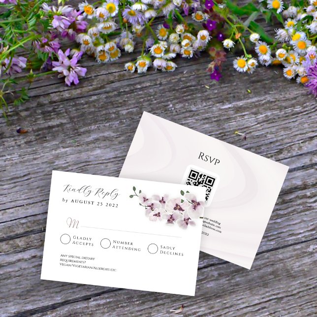 Elegant Minimalist Orchid Wedding RSVP Card Karte (Von Creator hochgeladen)