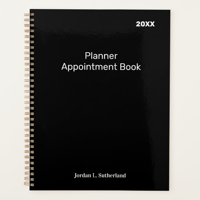 Elegant Minimalist Personalized Logo Black Planner Planer (Vorderseite)