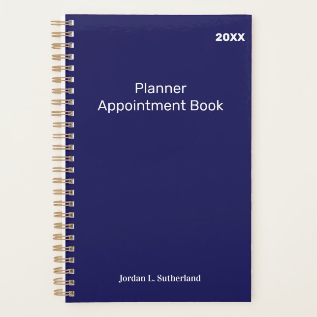 Elegant Minimalist Personalized Logo Blue Planner Planer (Vorderseite)