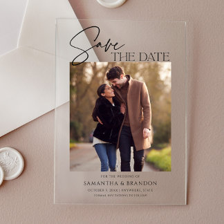Elegant Minimalist Photo Save the Date Acryleinladungen